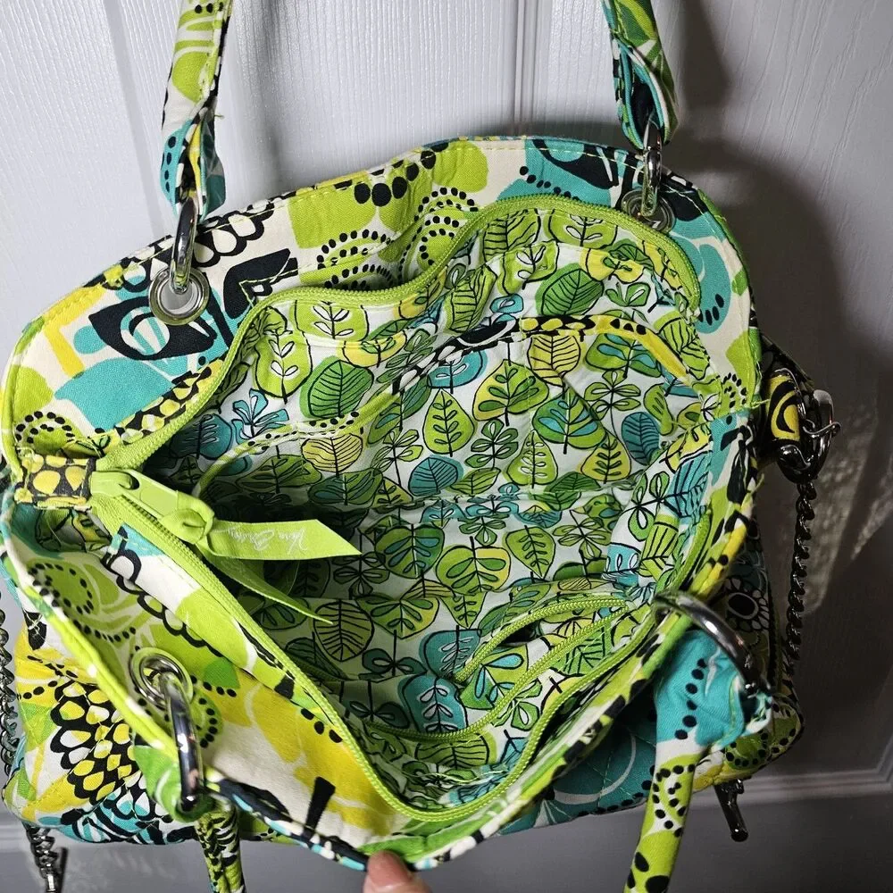 Vera Bradley Limes Up Retired Bowler Shoulder Bag Tote Purse Chain Strap